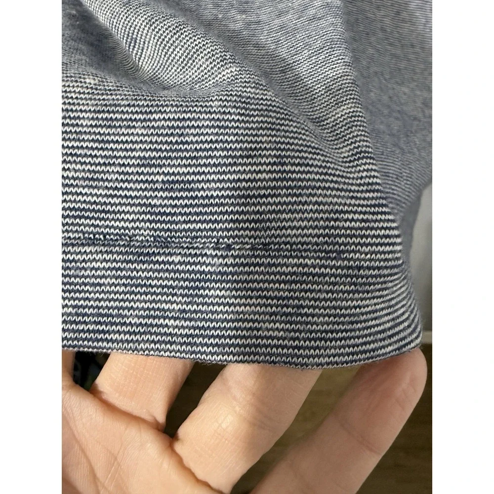Vtg Men Polo Shirt XL Tall‎ Blue Striped Logo Le Chat USA 80s Preppy Old Money